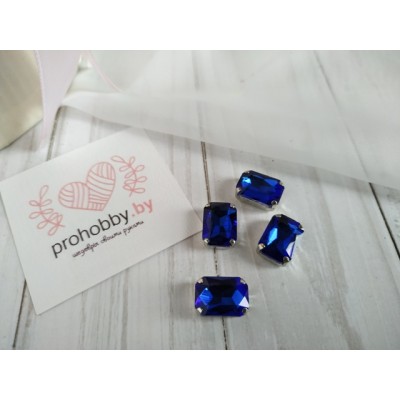 Стразы в цапах, 10*14 см, цвет синий в серебре